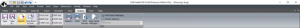 IntelliCAD Ribbon - Output